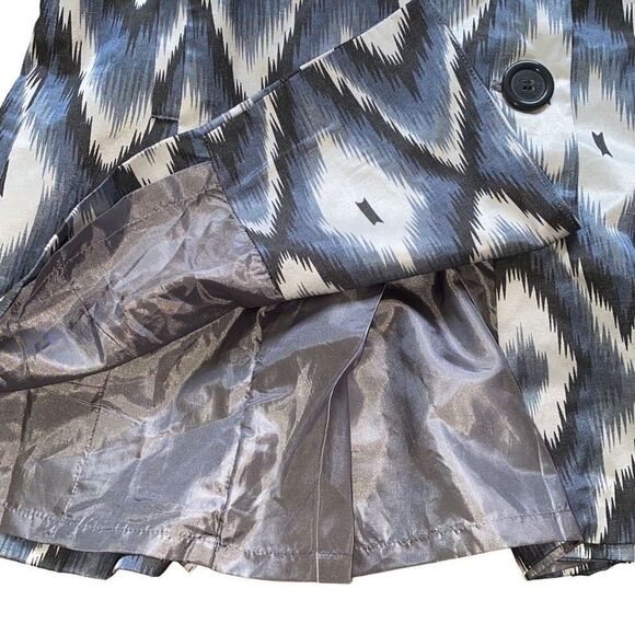 Vertigo Paris NWT Ikat Eye Double-Breasted Coat London Blue Geometric Print XS - Picture 3 of 5